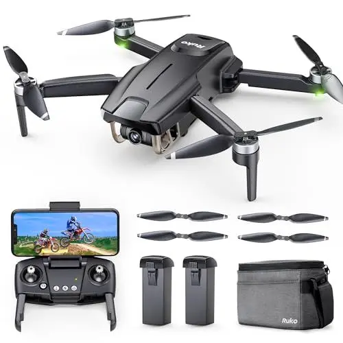 Produktbild: Ruko F11MINI Drohne mit Kamera 4K, Drohne unter 250g,2 Akkus 60 Min Flugzeit für Anfänger und Erwachsene, 5GHz WiFi, 2.7K/25fps FPV Vedio, Faltbar, GPS Automatische Rückkehr, Mir folgen, Wegpunkte