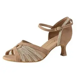 Produktbild: Rummos Damen Tanzschuhe R563 - Nubuck/Glitzer LigBrown - Medium (Normal) - 5 cm Flare - EUR 41