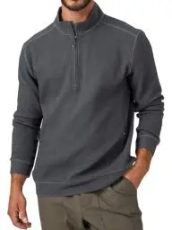Produktbild: Runcati Herren Half Zip Sweatshirt Premium Funktionaler Stehkragen Pullover Lässig Langarmshirt Männer Polo Sweater Dunkelgrau L
