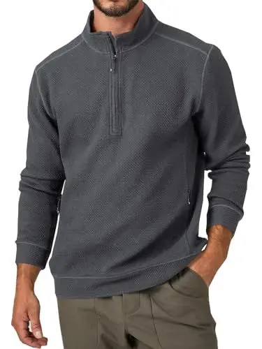 Produktbild: Runcati Herren Half Zip Sweatshirt Premium Funktionaler Stehkragen Pullover Lässig Langarmshirt Männer Polo Sweater Dunkelgrau L