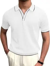 Produktbild: Runcati Herren Poloshirt Kurzarm Golf Tennis Polo T-Shirts Atmungsaktiv Outdoor Funktionell Sportshirt Basic Freizeit Casual Tops Sommer Weiß L