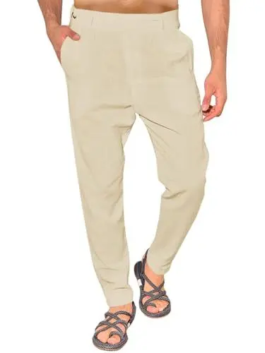 Produktbild: Runcati Hosen Herren Lang Leicht Loose Fit Herrenhose Einfarbig Männer Freizeithose Baumwolle Stoffhose Yoga Standhosen ElastischeHose mit Taschen Beige XL