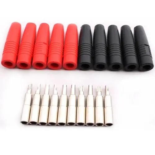 Produktbild: RUNCCI-YUN 10PCS 4mm Bananenbuchse, Isolierte, 4mm bananenstecker Löttyp Elektrische Drahtverbinder,DIY Elektrisch Tests Bananenbuchse für Multimeter-Messleitungen Rot und Schwarz