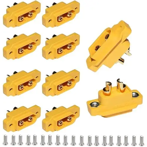Produktbild: RUNCCI-YUN 10Paar XT60E-M XT60 Stecker Männlich XT60E-M Einbaustecker lipo Batterie anschlüsse 2Pin Connector Kabelstecker für Modelle DIY