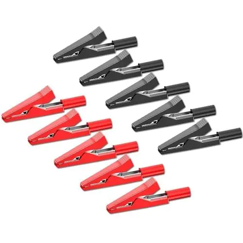 Produktbild: RUNCCI-YUN 10pcs Isolierte Krokodilklemmen, Elektrische Testklemmen Autobatterie Krokodilklemmen für 2mm Prüfspitzen und Bananenstecker