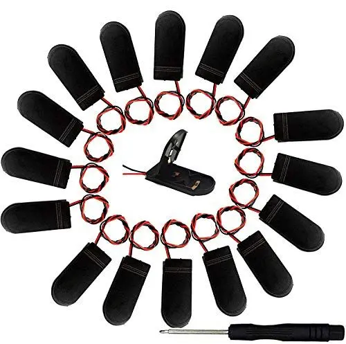 Produktbild: RUNCCI-YUN 12 Stück 2 x 3V Knopfzelle Batterie Halter,CR2032 Batterie Halter,Knopfzelle Batterieadapter Clip Socket EIN/AUS-Schalter für LED (Schwarz)+Krokodilklemmen