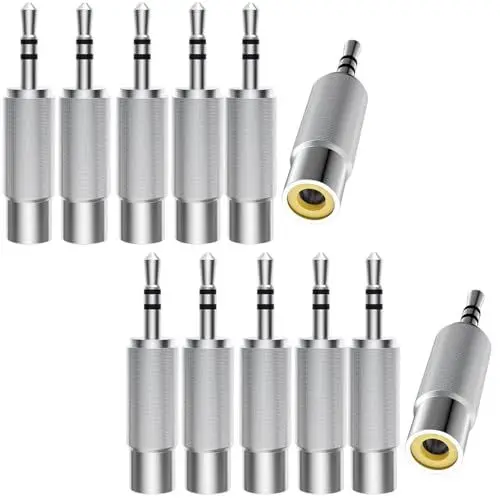 Produktbild: RUNCCI-YUN 12 Stück 3.5 mm TRS auf RCA Audio Adapter,3-poliger 3,5-mm-Stereo Männlich(1/8 Zoll) auf RCA Weiblich Adapter, kompatibel mit Kopfhörern, Lautsprechern,Telefonen,MP3