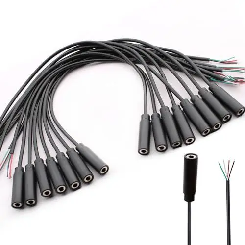 Produktbild: RUNCCI-YUN 15Pcs 3,5mm Buchse zum blanken Draht mit offenem Ende TRRS 4-polige Stereo-1/8-Zoll-zum löten 3.5mm mini stereo klinkenstecker Cable for Repairing Audio Kopfhörer Cables(30cm)