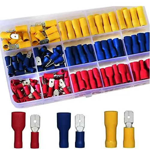 Produktbild: RUNCCI-YUN 208 Stück Kabelschuhe,Männlich Weiblich Kabelstecker,Spade Insulated Crimp Terminals,Butt Connectors Bullet Steckverbinder Werkzeugsatz (Rot, Gelb, Blau 10-22 AWG)