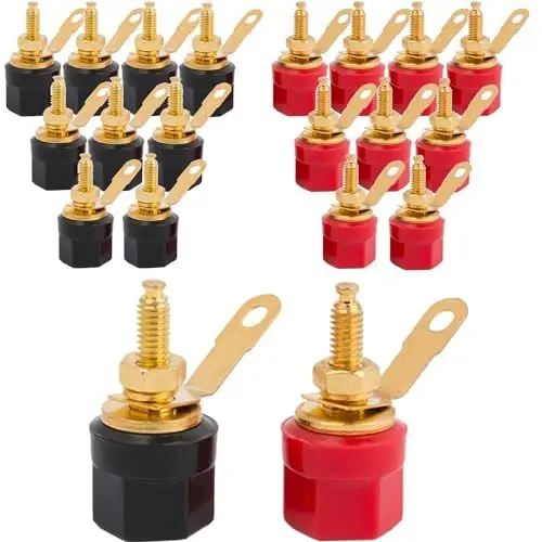 Produktbild: RUNCCI-YUN 20Stück 4mm Bananenbuchse Bananenstecker Binding Terminal Jack, Audio Lautsprecher Terminal Bananen Typ Panel Buchsen, für 4mm Bananensteckverbinder (Rot Schwarz)