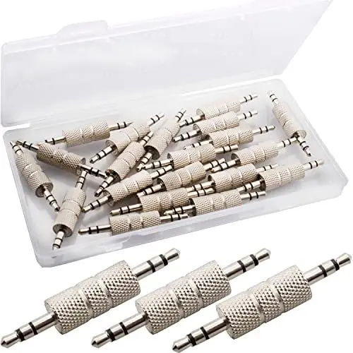 Produktbild: RUNCCI-YUN 20 Stück klinkenstecker 3.5 mm stereo,3,5mm Stecker auf Stecker Audio Adapter, Silber, 3 polig, 3,5mm Stereo Klinke auf 3,5mm Stereo Klinken Adapter, 1/8 inch Audio Kupplungsstecker