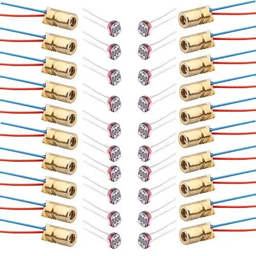 Produktbild: RUNCCI-YUN 20pcs Mini Diode Red Module Dot Diode Module 5V 6mm + 20pcs Photo Resistor Light Resistance 5mm