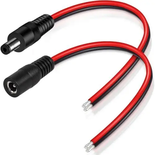 Produktbild: RUNCCI-YUN 2Pack 14AWG DC 12V 10A 5.5 x 2.5mm Male Female DC Stromkabel Pigtails,DC Power Jack Plug Adapter hohlstecker 5,5 2,5Niedervolt Steckverbinder für CCTV Sicherheit Kamera(1 FT 0.3m)