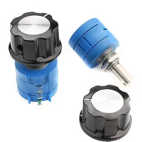 Produktbild: RUNCCI-YUN 2Pcs Potentiometer 10k Ohm rotary Potentiometer Präzisions-Multiturn-Potentiometer einstellbarer Wicklung Widerstand Potentiometer (3590S-2-103L 10k ohm) mit Drehknopf