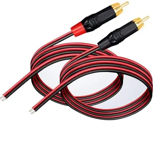 Produktbild: RUNCCI-YUN 2Stück 14AWG Cinch Lautsprecherkabel,Cinch Stecker Adapter für Multimedia und CCTV （Schwarz）（1FT/0.3m）