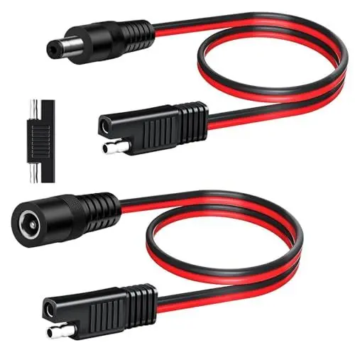 Produktbild: RUNCCI-YUN 2 Stück 60CM 14AWG 12V SAE-Stecker an DC 5,5 x 2,5mm (Weiblich und Männlich) SAE-Anschlusskabel Auto Solar Batterie DC Ladekabel für Autos, Motorräder, Solarpaneele + SAE Adapter