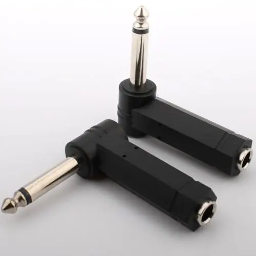 Produktbild: RUNCCI-YUN 2 pcs Rechtwinkliger 1/4 Zoll 6,35 mm TS Audio Anschluss,90 Grad 6,35 mm auf 6,35 mm Adapter,6,35 mm Stecker auf 6,35 mm Buchse, TS Stecker auf 6,35 mm Mono Audio Klinken
