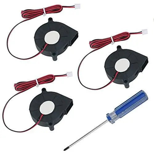 Produktbild: RUNCCI-YUN 3 Stück DC 12V Lüfter für 3D-Drucker,2 pin-kühlgebläse, Brushless Lüfter, turbine gebläse heizkörper lüfter(Schwarz)