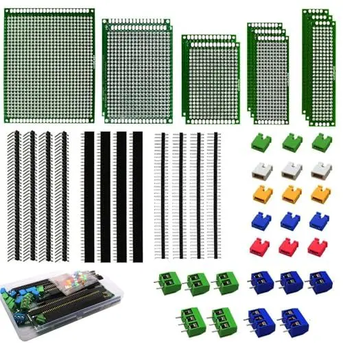 Produktbild: RUNCCI-YUN 48 Stück PCB Board Kits Lochrasterplatte Kit Doppelseitig PCB Board leiterplatte, Prototyp doppelseitige Leiterplatten für das DIY Löten, kompatibel mit dem Arduino Kit