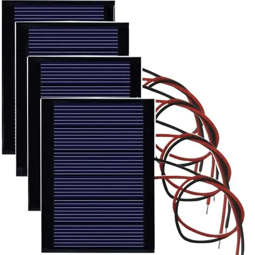 Produktbild: RUNCCI-YUN 4Stück 3 V, 65 x 48 mm Mikro-Mini-Solar-Panel-Zellen Sonnenkollektor für Sonnenenergie, Heimwerken, DIY, Wissenschaft Projekte - Spielzeug - Akku-Ladegerät Polykristallin Solarpanel