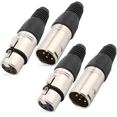 Produktbild: RUNCCI-YUN 4 Stück 4-polige XLR-Stecker und-Buchsen,XLR-Anschlüsse,Mikrofonkabelstecker,Mikrofon-Audiobuchse XLR-Lötanschluss,XLR Einbaubuchse Buchse,für Mikrofonlautsprecher Silber