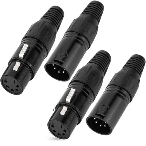 Produktbild: RUNCCI-YUN 4 Stück 5-polige XLR-Stecker und-Buchsen,XLR-Anschlüsse,Mikrofonkabelstecker,Mikrofon-Audiobuchse XLR-Lötanschluss,XLR Einbaubuchse Buchse,für Mikrofonlautsprecher