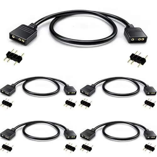Produktbild: RUNCCI-YUN 5 Stück 5V 3 polig ARGB Verlängerungskabel,3 polig Shunt Kabel Buchse zu Buchse ARGB Fan Splitter für PC RGB-Fans und LED-Serien(30cm,Schwarz)