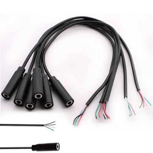 Produktbild: RUNCCI-YUN 6Pcs 3,5mm Buchse zum blanken Draht mit offenem Ende TRRS 4-polige Stereo-1/8-Zoll-zum löten 3.5mm mini stereo klinkenstecker Cable for Repairing Audio Kopfhörer Cables(30cm)