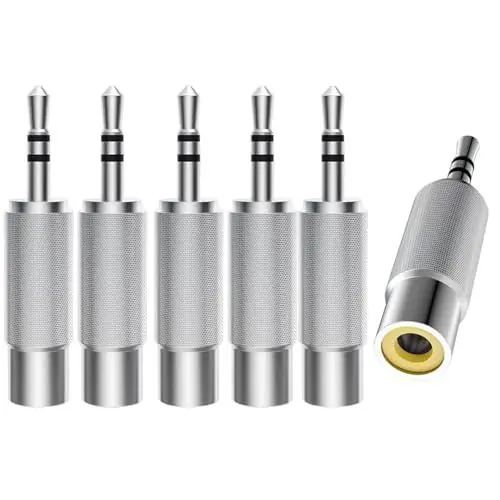 Produktbild: RUNCCI-YUN 6 Stück 3.5 mm TRS auf RCA Audio Adapter,3-poliger 3,5-mm-Stereo Männlich(1/8 Zoll) auf RCA Weiblich Adapter, kompatibel mit Kopfhörern, Lautsprechern,Telefonen,MP3