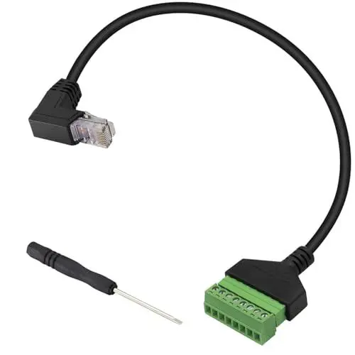 Produktbild: RUNCCI-YUN RJ45 Stecker auf 8 Pins Schraubklemmenblock Adapter, RJ45-Kristallstecker Kabel auf 8 Pins,RJ45-Stecker auf 8P 8C 8Pin Ethernet-Anschluss für CCTV DVR Cat6 Cat5 (30cm Abwärtsbeuge)