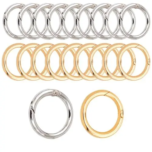 Produktbild: ReaJoys Runde Karabiner 20 Stück Metall Karabiner Rund Ring 25mm O Ringe Karabinerring Schlüsselring für Handtasche DIY Handwerk Zubehör