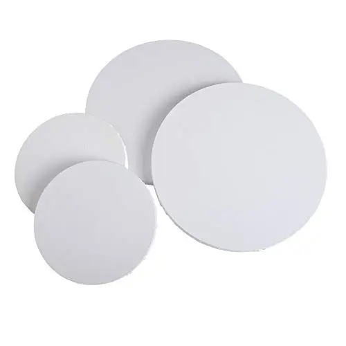 Produktbild: Runde Leinwand, 4 Stück Professional Stretched Circle Canvas Board zum Malen, Acrylgießen - 12 '' & 8 ''