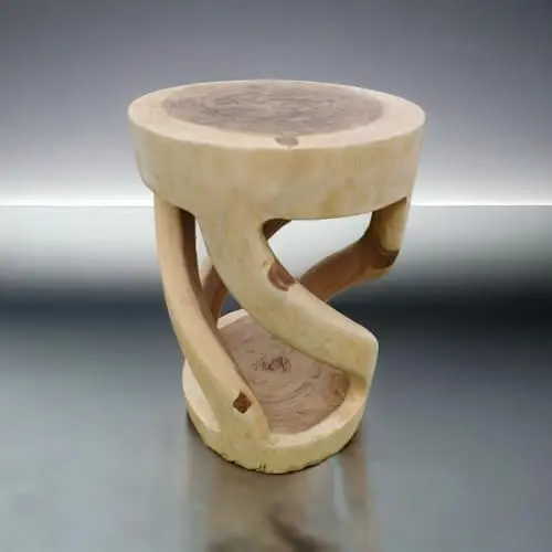 Produktbild: Runder Hocker Besitelltisch, ca. 40 x 40 x 60 cm, Teakholz, echte Handarbeit