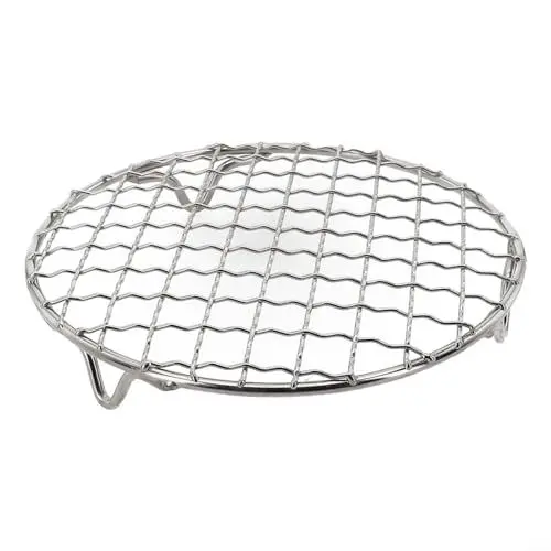 Produktbild: BlissfulAbode Rundes Grillnetz aus Edelstahl, Backblech, Grillrost mit Beinen zum Grillen von Fleisch, Gemüse, Kochen, Backen, Grillen und Backen (35 cm), 1A1JM72Q88EX61KF6VBAH100L3B1EL
