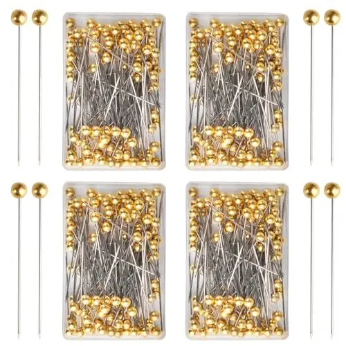 Produktbild: Rundkopf Stecknadeln, 400 Stück Weltkarte Pinnwand Pins, Karte Nagel Pinnadeln, Kartennadel Pinnnadeln, Stecknadeln mit Stahlspitze für Weltkarte Stoffmarkierung Pinnwand Nadeln, Gold