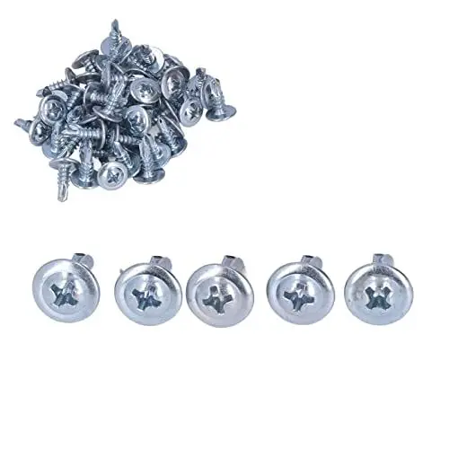 Produktbild: Rundkopfschrauben, Korrosionsbeständig, Hohe Härte, Einfaches Anziehen, Bohrschrauben-Set für Möbelreparaturgeräte (Rundkopf-Unterlegscheiben-Bohrschwanz)
