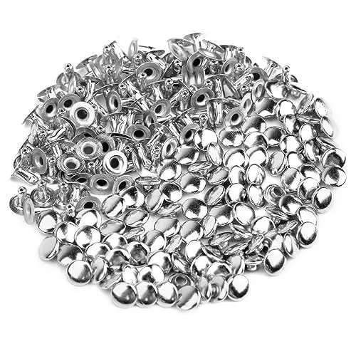 Produktbild: Rundnieten Punk Nieten Für Jacke 100 6 Mm Flachkappen Ledernieten 6 Mm Pilzförmige Metallnieten Ledernieten Druckknöpfe für Lederhandwerk (Silber) Nieten Für Armband Nieten 8x12