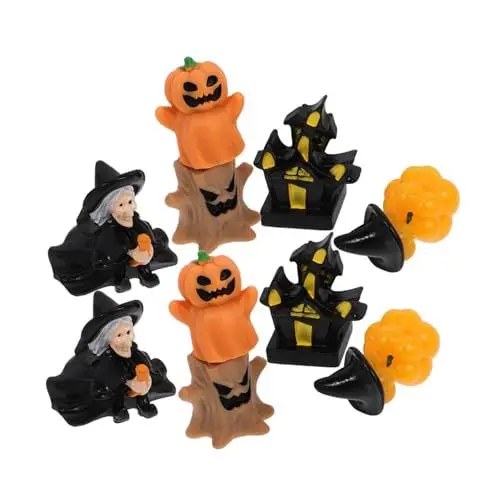 Produktbild: RUNROTOO 10 Stück Halloween Harzkugeln Mini Hexenfigur Feengartentiere Miniatur Geisterfigur Halloween Feengartendekoration Halloween Miniaturen Halloween Minifiguren