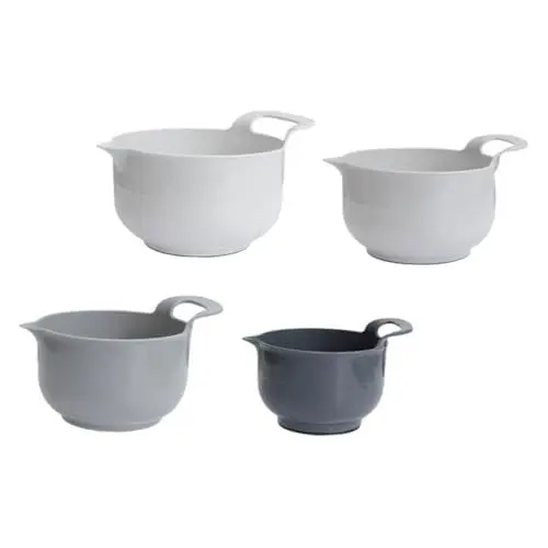 Produktbild: RUNROTOO 4 Stück Rührschüssel Mischbecken Waschbecken Teigschüssel Salatschüssel wiederverwendbarer Futternapf große Schüssel Haushalt vierteiliges Set Snack Gemüsekorb Lebensmittel tpr