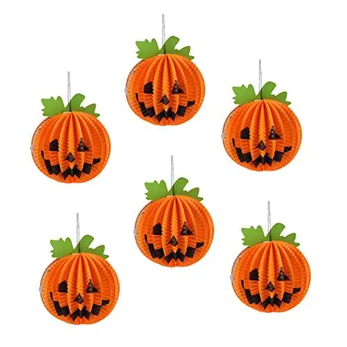 Produktbild: RUNROTOO 6 STK Halloween-Dekoration Halloween Beleuchtung gruselige Halloween Dekoration Halloween-Party liefert Requisiten Halloween-Papierlaterne Papier Laternen gruselige Kürbislaterne