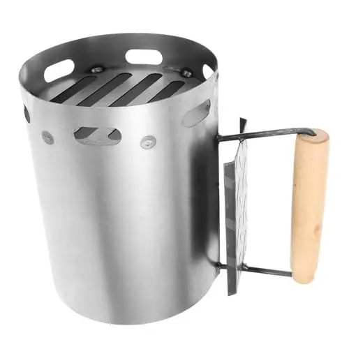 Produktbild: RUNROTOO Holzkohlegrill-smoker Schnellkohlebrenner Schnellerer Kaminanzünder Aus Stahl Kochutensilien Für Den Außenbereich Tragbarer Kaminanzünder Holzkohleeimer Kohleofen Eisen Rechteck