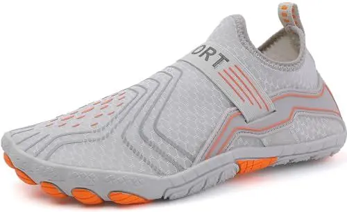 Produktbild: RUOMU Badeschuhe Herren Damen Wasserschuhe Schnell Trocknend Schwimmschuhe Barfußschuhe rutschfeste Leicht Aquaschuhe Strandschuhe fur Männer Frauen,Grau 43 EU