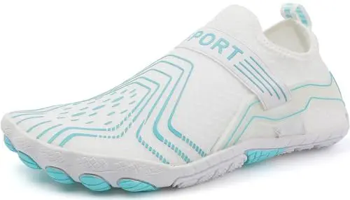Produktbild: RUOMU Badeschuhe Herren Damen Wasserschuhe Schnell Trocknend Schwimmschuhe Barfußschuhe rutschfeste Leicht Aquaschuhe Strandschuhe fur Männer Frauen,Weiß 43 EU