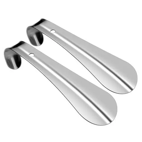 Produktbild: rurufuy Schuhlöffel Klein,2er Schuhanzieher Klein Metall,Edelstahl Shoe Horn 16cm Kleiner Schuhlöffel mit Wandhalterung für Reisen