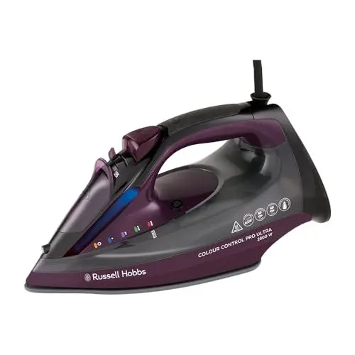 Produktbild: Russell Hobbs Dampfbügeleisen, Keramik-Antihaft-Bügelsohle,195g Dampfstoß, 50g variabler Dampf, 380ml Wassertank,Selbstreinigung,Anti-Kalk-&Anti-Tropf-Funktion,Farbkontrollleuchte, 2800W, 27281-56