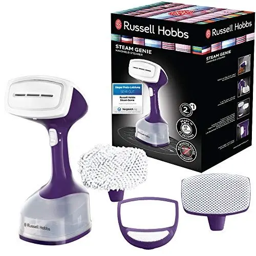 Produktbild: Russell Hobbs Dampfglätter (Testsieger) Bügeleisen Multi Steam Genie (1650W, 25g/min Dampf, 260ml, schnellaufheizend, inkl. 3 Aufsätze: Kleidung, Vorhänge, Polstermöbel) Dampfbügeleisen 25600-56