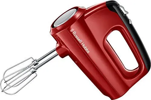 Produktbild: Russell Hobbs Handmixer (Handrührgerät) Desire Rot (5 Geschwindigkeitsstufen+Turbofunktion, 2 spülmaschinengeeignete Rührbesen & Knethaken, Auswurftaste, aufrechte Parkposition) Handrührer 24670-56