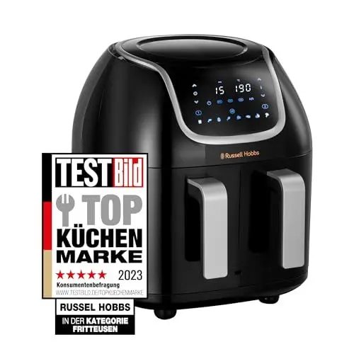 Produktbild: Russell Hobbs Heißluftfritteuse Doppelkammer (2 Fächer: 4,25l oder ein Korb 8,5l ) AirFryer SatisFry Snappi (8 Programme, spülmaschinenfest, Touchscreen, Fritteuse ohne Öl) Dual Basket 27290-56