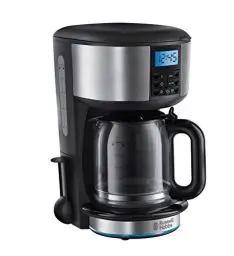 Produktbild: Russell Hobbs Kaffeemaschine (Digitaler Timer, Brausekopf für optimale Extraktion&Aroma) Buckingham (max 10 Tassen, 1,25l Glaskanne, Warmhalteplatte, 1000W) Filterkaffeemaschine 20680-56
