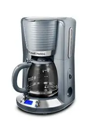 Produktbild: Russell Hobbs Kaffeemaschine (Digitaler Timer, Brausekopf für optimale Extraktion&Aroma) Inspire Grau (max 10 Tassen, 1,25l Glaskanne, Warmhalteplatte, 1100W) Filterkaffeemaschine 24393-56